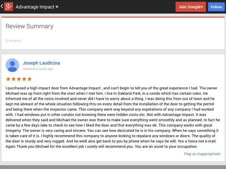 Advantage-impact-Googleplus-joseph-testimonial